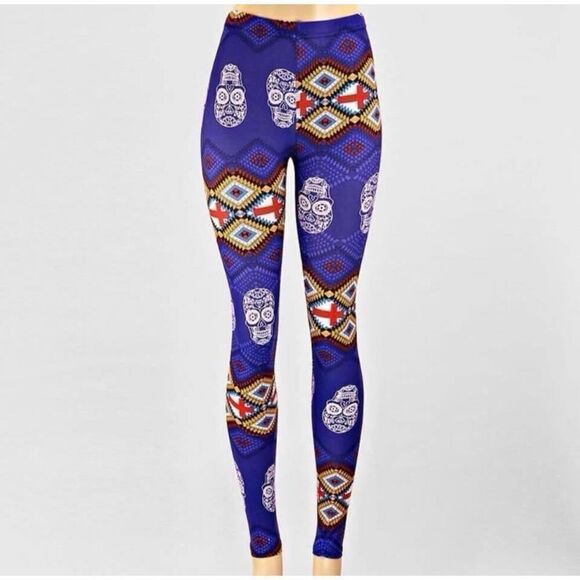 New Super Soft Day of the Dead Skull Leggings - One Size - Picture 1 of 1